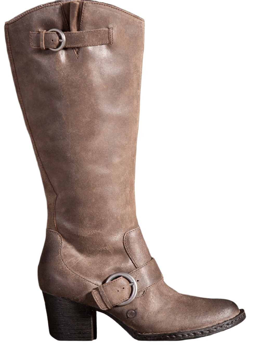 Born Shaylee Tall Distressed Leather Buckle Boots Sz 7 Riding Style